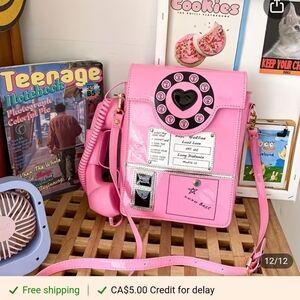 Pink Retro Telephone Crossbody Bag - Unbranded